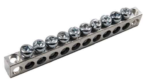 4-12,1,12-RS 4-14 AWG, 10 Circuit 2 Mounting Holes Neutral Ground Bar